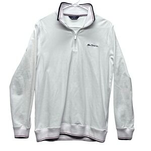 Ben Sherman 1/4 Zip Pullover Men Large White Excellence Stretch Golf Athleisure